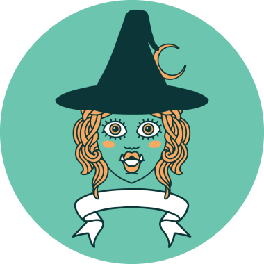 Bir insan tarafından çizilmiş yarı ork cadı yüzlü simge