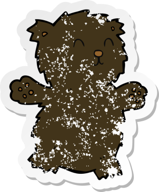 Bir insan tarafından çizilmiş oyuncak ayının gerilimli çıkartması.