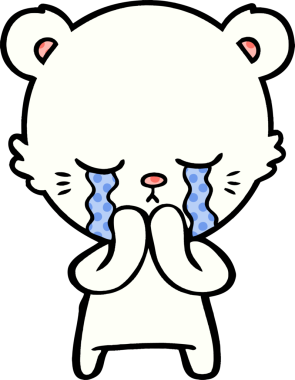 Bir insan tarafından çizilmiş üzgün küçük kutup ayısı çizgi filmi.