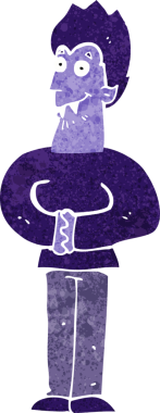 Bir insan tarafından çizilmiş bir vampir çizgi filmi.