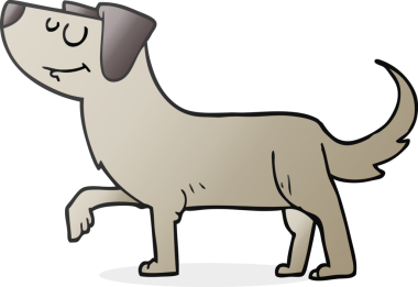 Bir insan tarafından çizilmiş bir karikatür köpeği.