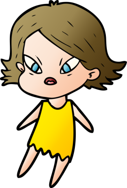 Çizgi film bir insan tarafından çizilmiş stresli kadın.