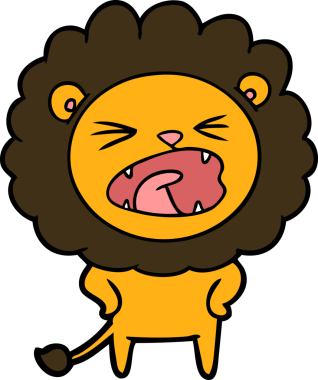Bir insan tarafından çizilmiş çizgi film aslanı.