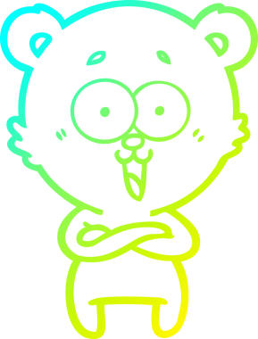 Bir insan tarafından çizilmiş gülen oyuncak ayı çizgi filmi.