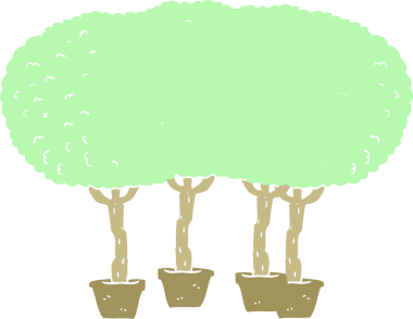 Bir insan tarafından çizilen ağaçların düz renk çizimi