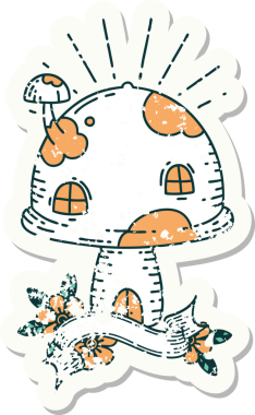 Bir insan tarafından çizilmiş eski dövme stili mantar yapıştırması.