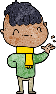 Bir insan tarafından çizilmiş çizgi film dostu çocuk.