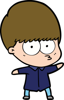 Bir insan tarafından çizilmiş tuhaf çizgi film çocuğu.