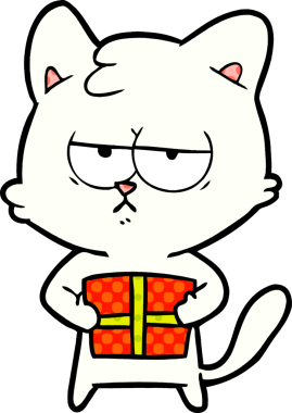 Bir insan tarafından çizilmiş sıkıcı çizgi film kedisi.