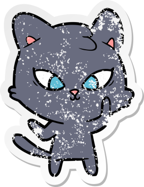 Bir insan tarafından çizilmiş şirin bir çizgi film kedisinin sıkıntılı çıkartması.