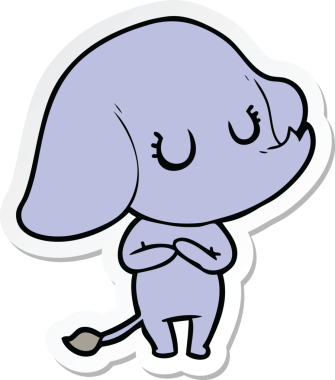 Bir insan tarafından çizilmiş şirin bir fil çıkartması.