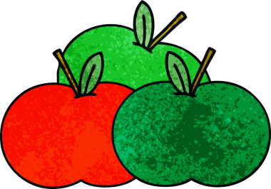 Bir insan tarafından çizilmiş elmaların retro grunge deseni