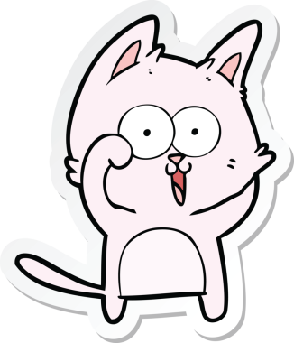 Bir insan tarafından çizilmiş komik bir çizgi film kedisinin çıkartması.