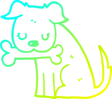 Bir insan tarafından çizilen çizgi film köpeğinin soğuk gradyan çizgisi.