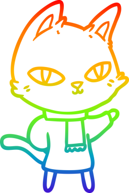 Gökkuşağı gradyan çizgi çizimi Bir insan tarafından çizilen çizgi film kedisi