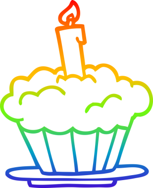 gökkuşağı gradyan çizgisi bir insan tarafından çizilmiş bir doğum günü pastası