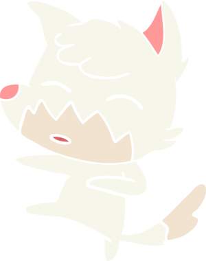 Bir insan tarafından çizilmiş düz renk çizgi film tilkisi