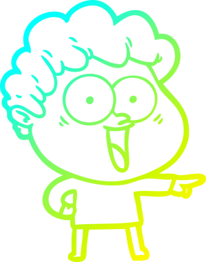 Bir insan tarafından çizilmiş mutlu bir adamın soğuk çizgi çizimi.