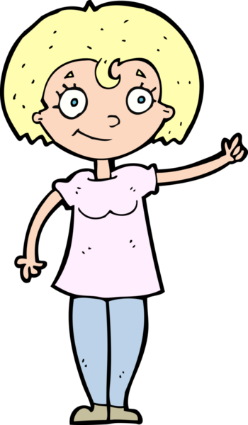 Bir insan tarafından çizilmiş mutlu kadın çizgi filmi.