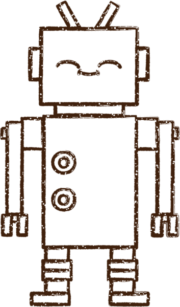 Bir insan tarafından çizilen Mutlu Robot Kömürü