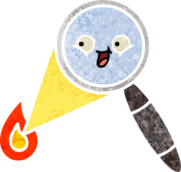 Bir insan tarafından çizilmiş bir büyüteçin retro çizim tarzı karikatürü