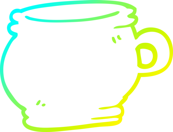 Bir insan tarafından çizilmiş bir karikatür bardağının soğuk gradyan çizgisi.