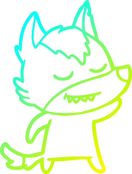 Bir insan tarafından çizilmiş dost canlısı bir kurt çizgi çizimi.