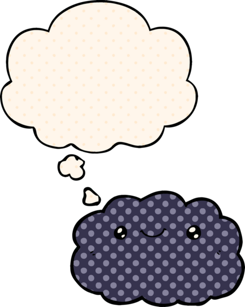 Çizgi roman tarzında bir insan tarafından çizilmiş düşünce baloncuğu olan çizgi film bulutu
