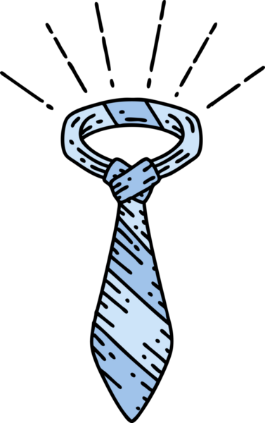 Bir insan tarafından çizilmiş geleneksel dövme tarzı ofis kravatının çizimi