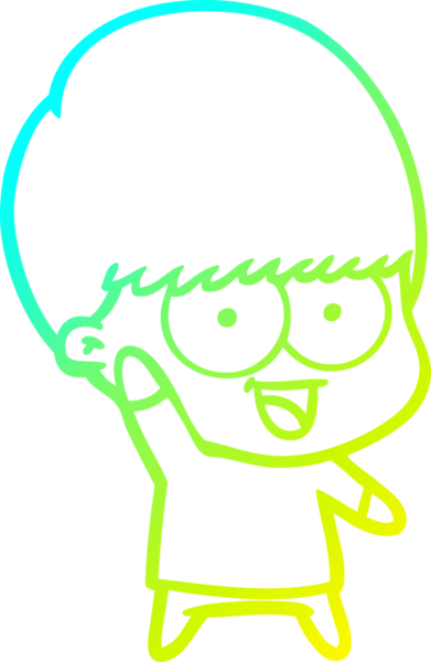 Bir insan tarafından çizilen mutlu çizgi film çocuğu çizimi.