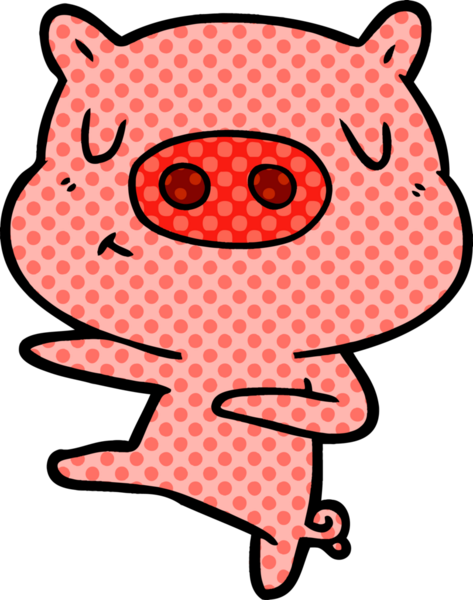 Bir insan tarafından çizilmiş çizgi film içerikli domuz dansı.