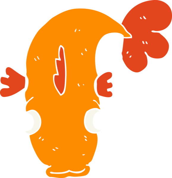 Bir insan tarafından çizilmiş düz renkli karikatür balığı