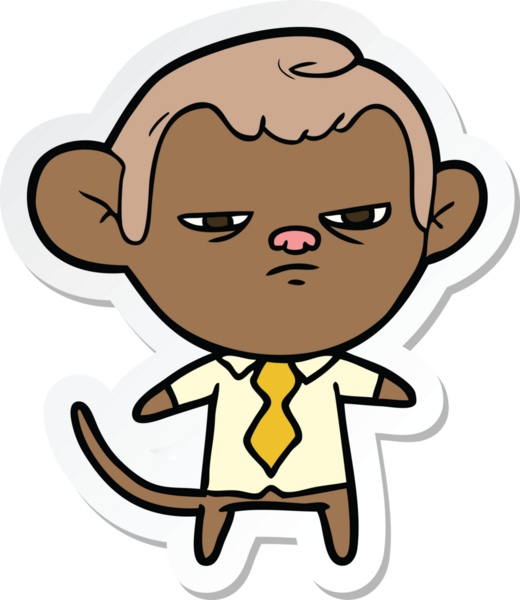 Bir insan tarafından çizilmiş çizgi film maymununun çıkartması.