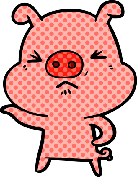 Bir insan tarafından çizilmiş kızgın domuz çizgi filmi.