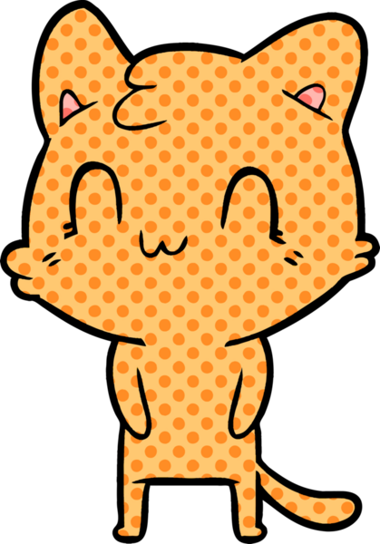 Bir insan tarafından çizilmiş mutlu bir kedi.