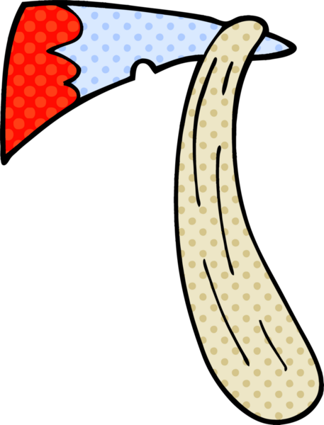 Bir insan tarafından çizilmiş kanlı bir balta.