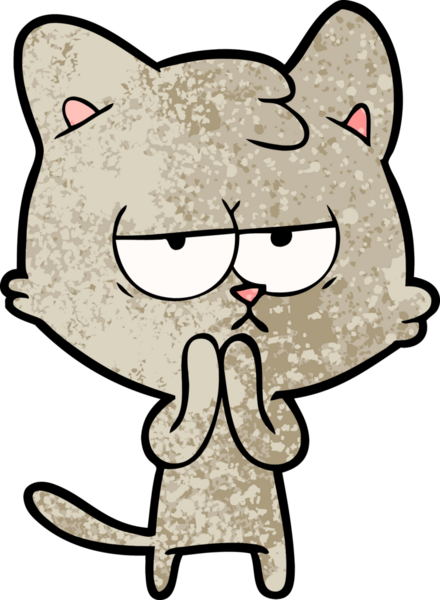 Bir insan tarafından çizilmiş sıkıcı çizgi film kedisi.