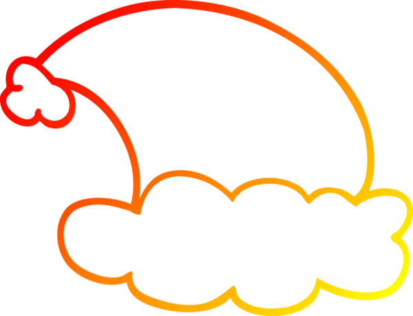 Bir insan tarafından çizilmiş bir karikatür Noel şapkasının sıcak çizgi çizimi