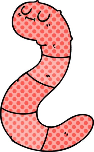 Bir insan tarafından çizilmiş tuhaf bir çizgi film solucanı.