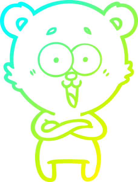 Bir insan tarafından çizilmiş gülen oyuncak ayı çizgi filmi.