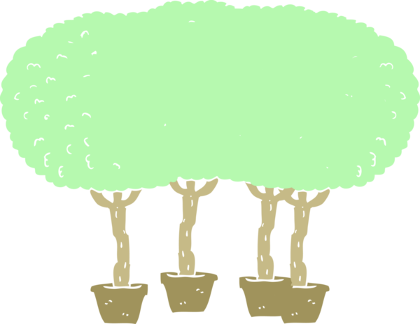 Bir insan tarafından çizilen ağaçların düz renk çizimi