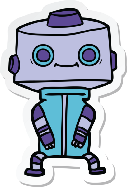 Bir insan tarafından çizilmiş robot karikatür çıkartması.