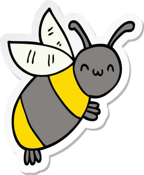 Bir insan tarafından çizilmiş şirin bir çizgi film arının çıkartması.