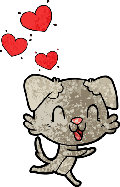 Bir insan tarafından çizilmiş gülen çizgi film köpeği.