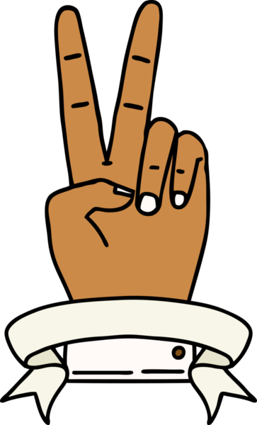 Retro Dövme Tarzı Barış Bir insan tarafından çizilmiş iki parmak el hareketi