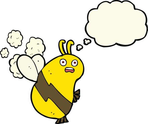 Bir insan tarafından çizilmiş düşünce balonlu komik çizgi film arısı.