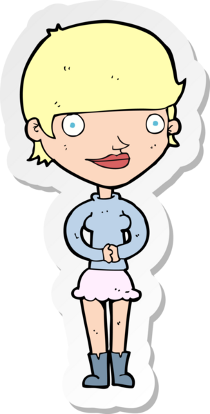 Bir insan tarafından çizilmiş, karikatür dostu bir kadının çıkartması.