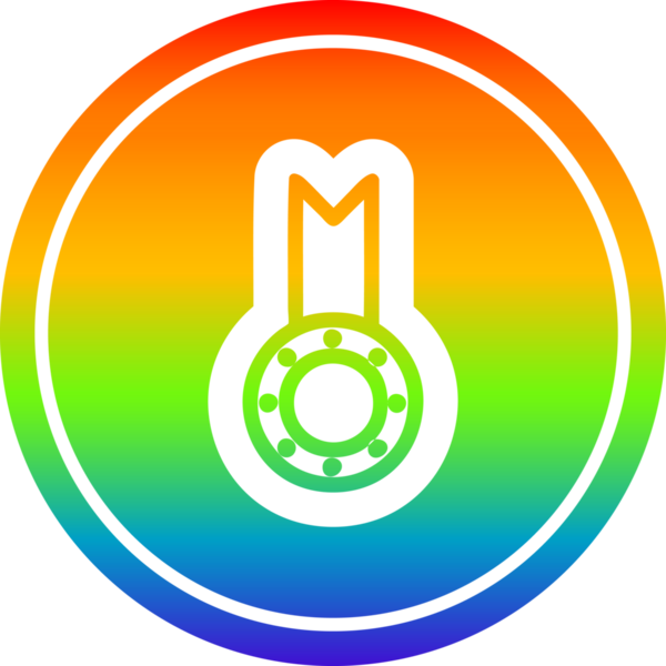 Bir insan tarafından çizilmiş gökkuşağı gradyanı ile madalya ödülü dairesel simgesi