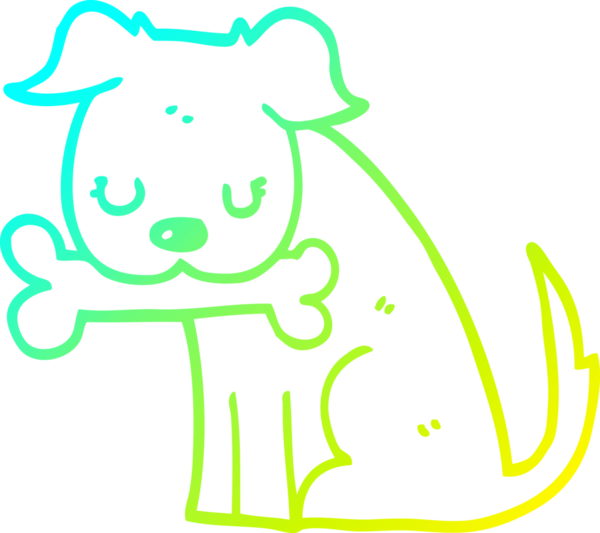 Bir insan tarafından çizilen çizgi film köpeğinin soğuk gradyan çizgisi.