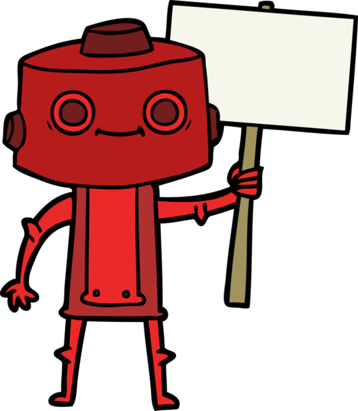 Bir insan tarafından çizilmiş çizgi film robotu